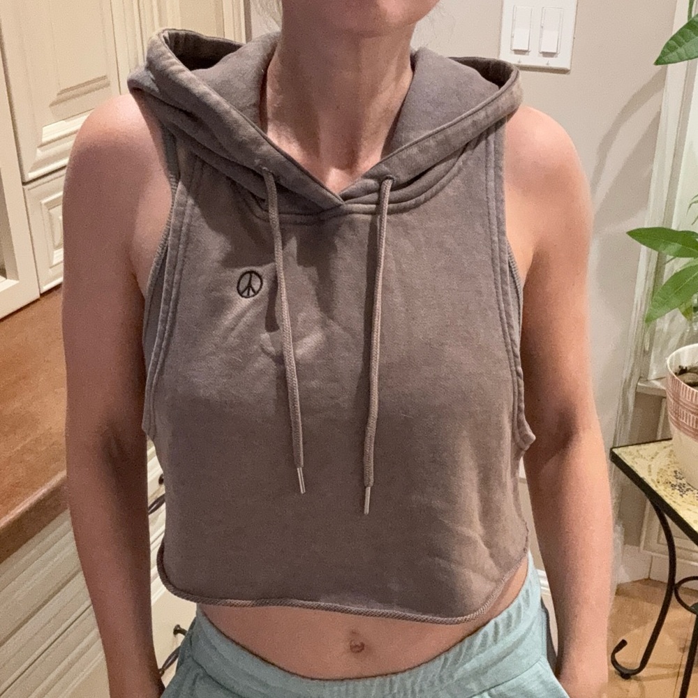Gray Hooded Crop Top